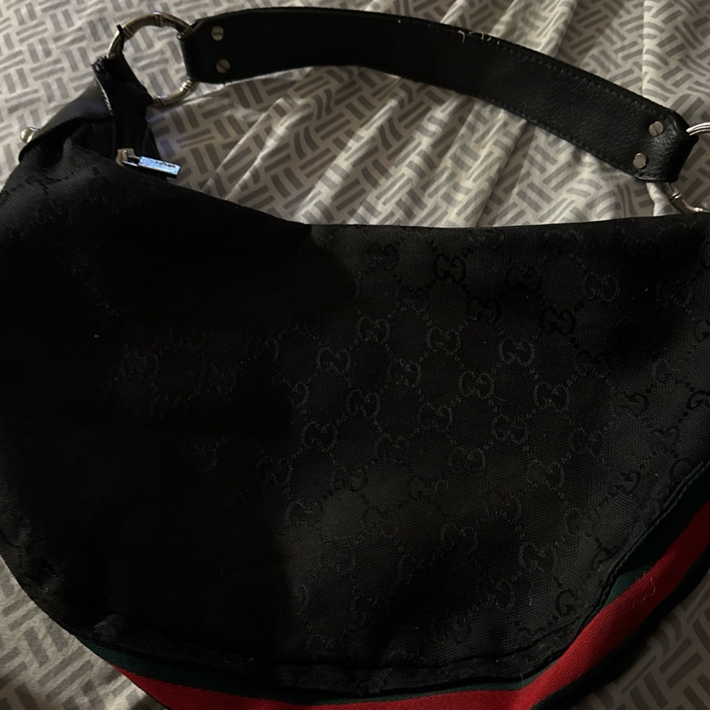 Gucci Black Bag with Red and Green Stripes